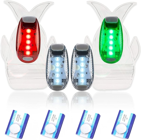 4pcs Navigation lights for boats kayak, LED Safety Light, 3 Types Flashing Mode, Easy Clip-On Kit for Boat Bow, Stern, Mast, Paddles, Pontoon, Kayaking Accessories, Yacht, Bike Tail, Red Green White